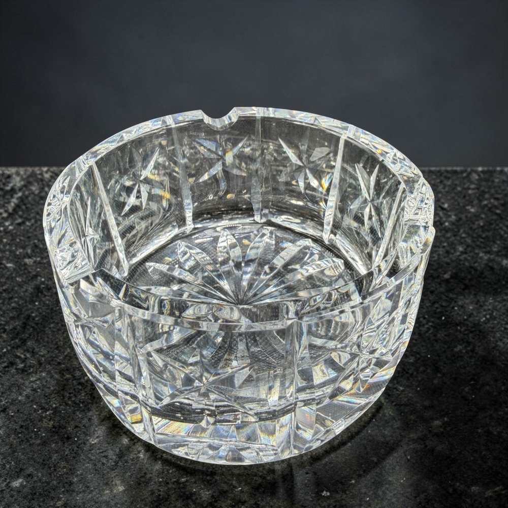 Waterford Crystal Ash Holder Round Cut Glass Starburst Ashtray 3x2 Inch VTG
